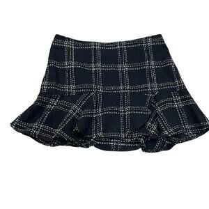 Y2K Xhilaration Tweed Mini Skirt Size 5 Plaid Flared Lolita Coquette Black White
